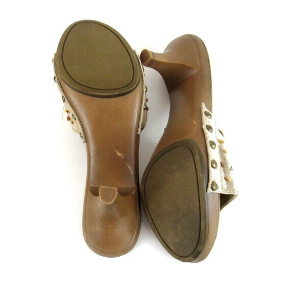 Steve Madden Precious Women's Size 9 Slip On Sandals Gold Cone Heel Sequins - Picture 4 of 8